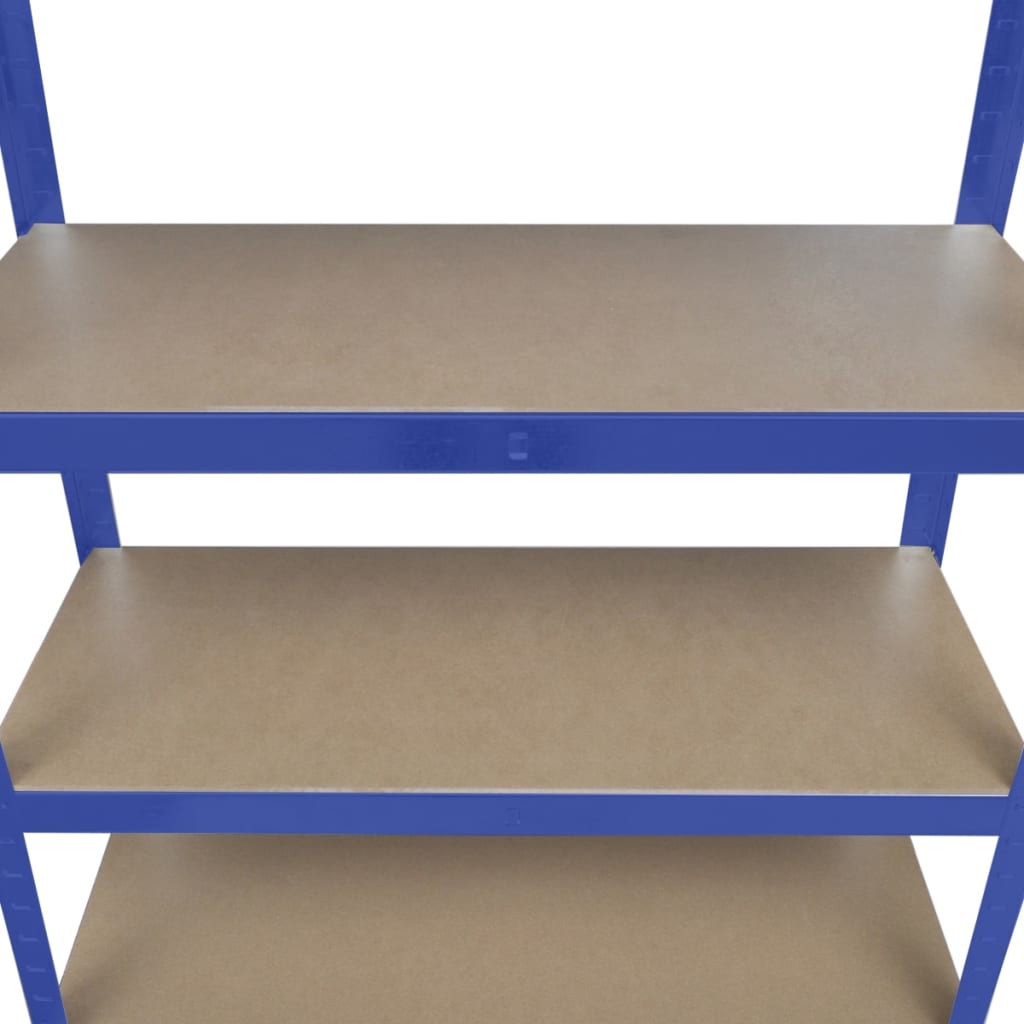 Lagerregal Mit 5 Böden Stahl & Holzwerkstoff Blau