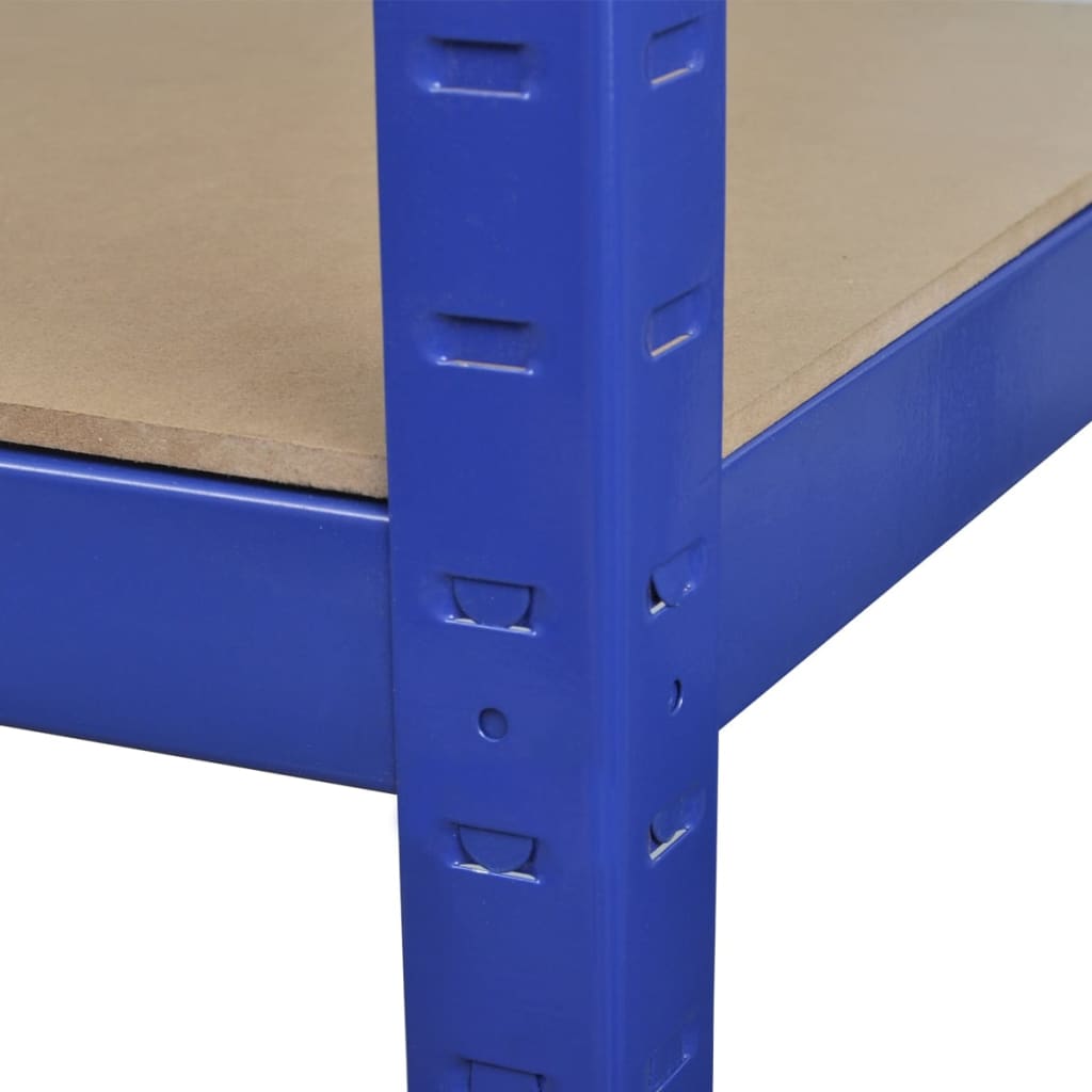 Lagerregal Mit 5 Böden Stahl & Holzwerkstoff Blau