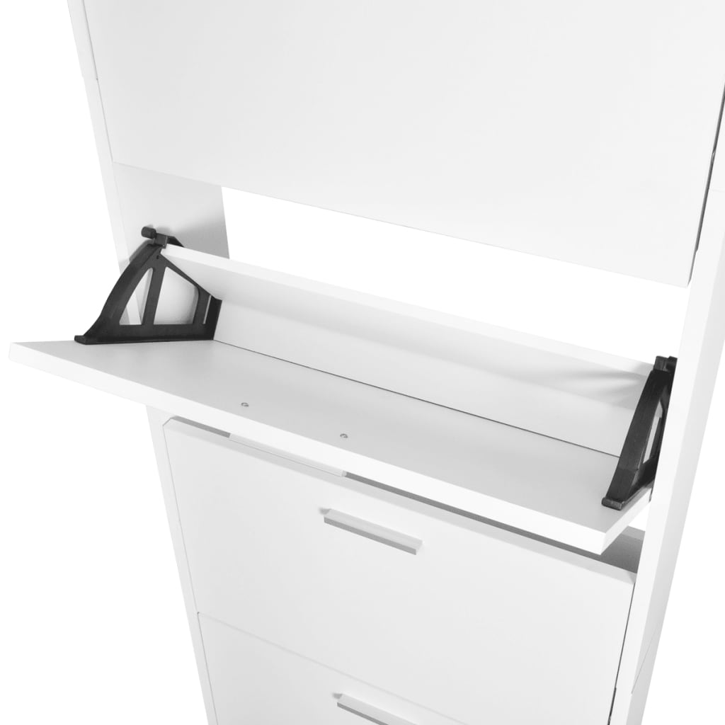 Schuhschrank Mit 5 Schuhkippern Holz Weiß