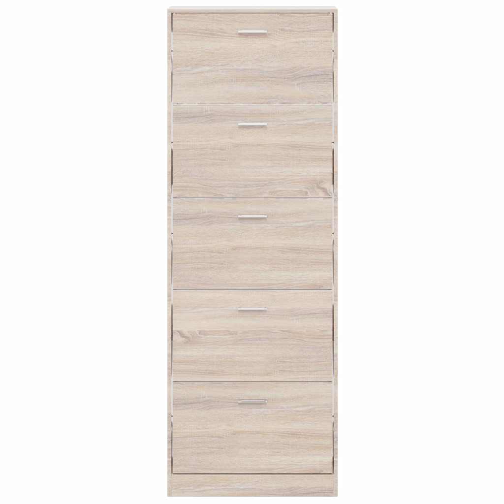 Schuhschrank Mit 5 Schuhkippern Holz N-Optik Eiche