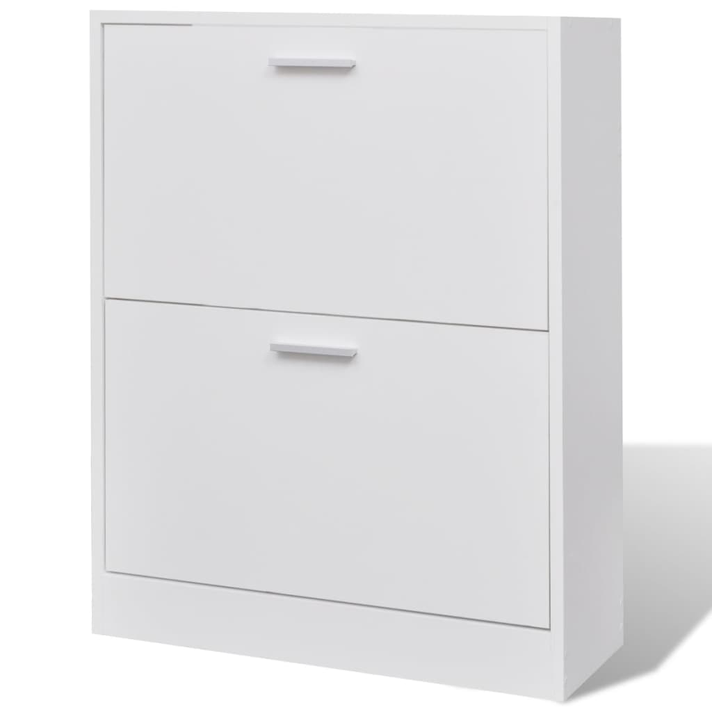 Er Holz-Schuhschrank Mit 2 Schuhkippern Weiß