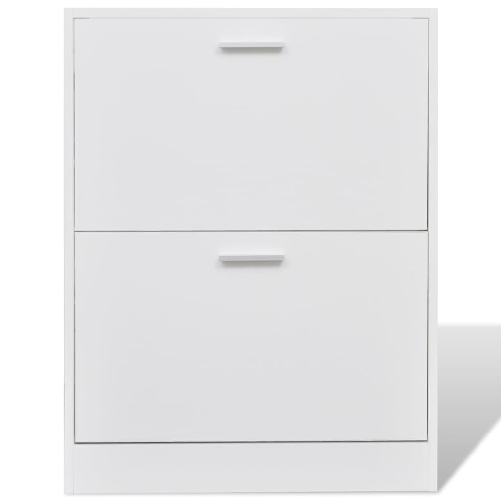 Er Holz-Schuhschrank Mit 2 Schuhkippern Weiß