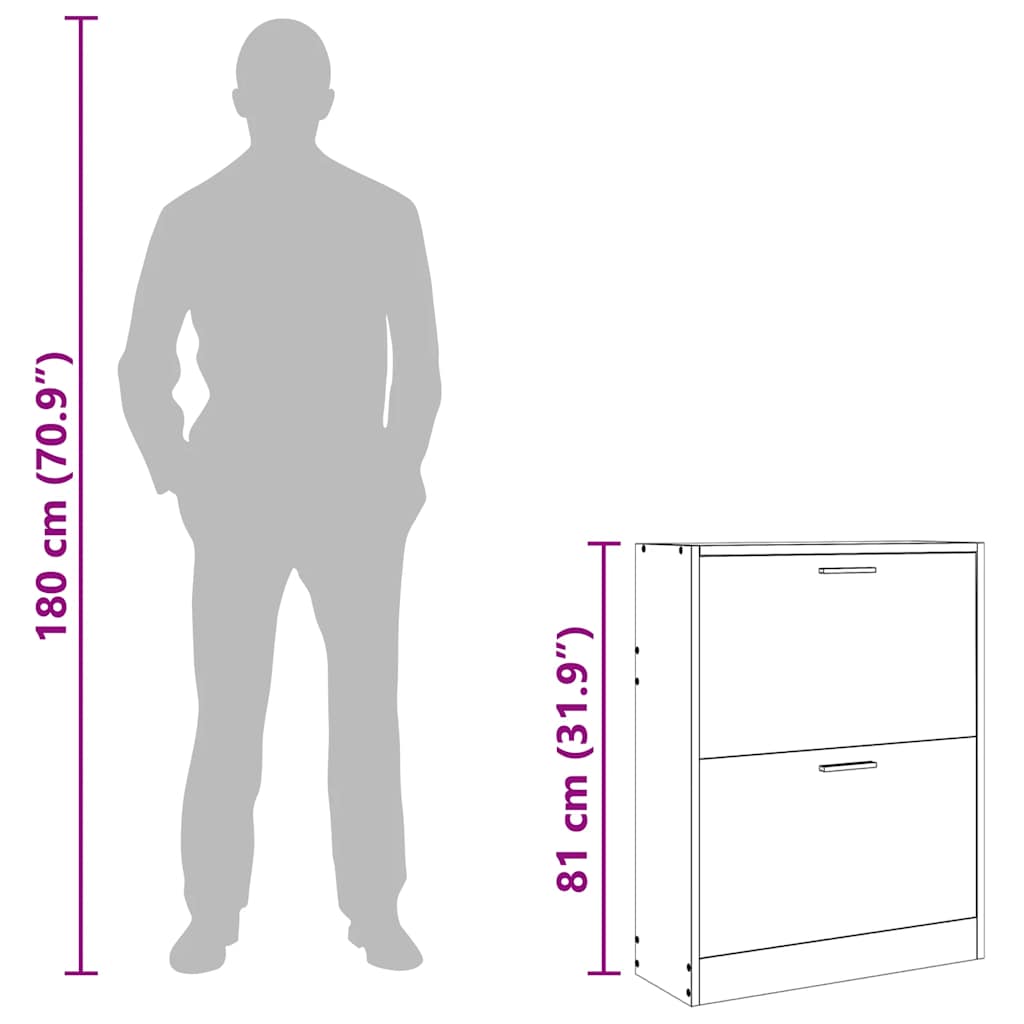 Er Holz-Schuhschrank Mit 2 Schuhkippern Weiß