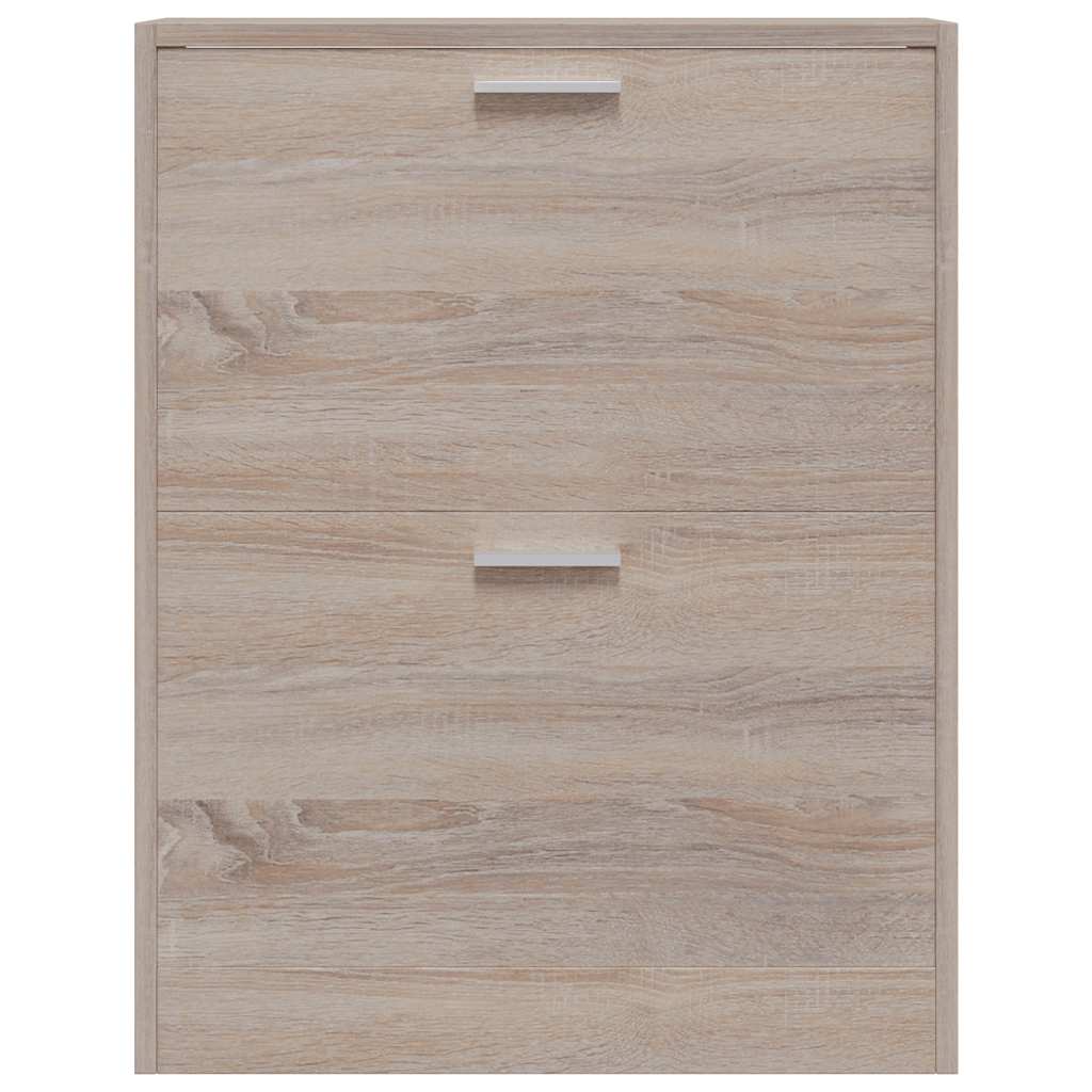 Schuhschrank Holz In N-Optik Mit 2 Schuhkippern Eiche
