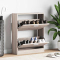Schuhschrank Holz In N-Optik Mit 2 Schuhkippern Eiche