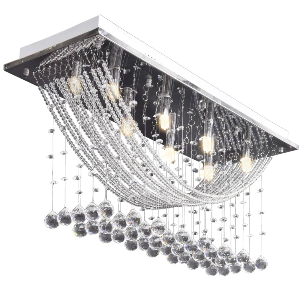 Weiße Deckenlampe Mit Funkelnden Glasperlen 8 X G9 29 Cm Schwarz