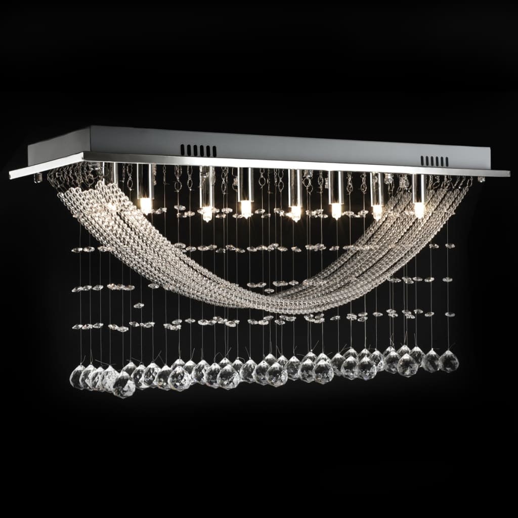 Weiße Deckenlampe Mit Funkelnden Glasperlen 8 X G9 29 Cm Schwarz