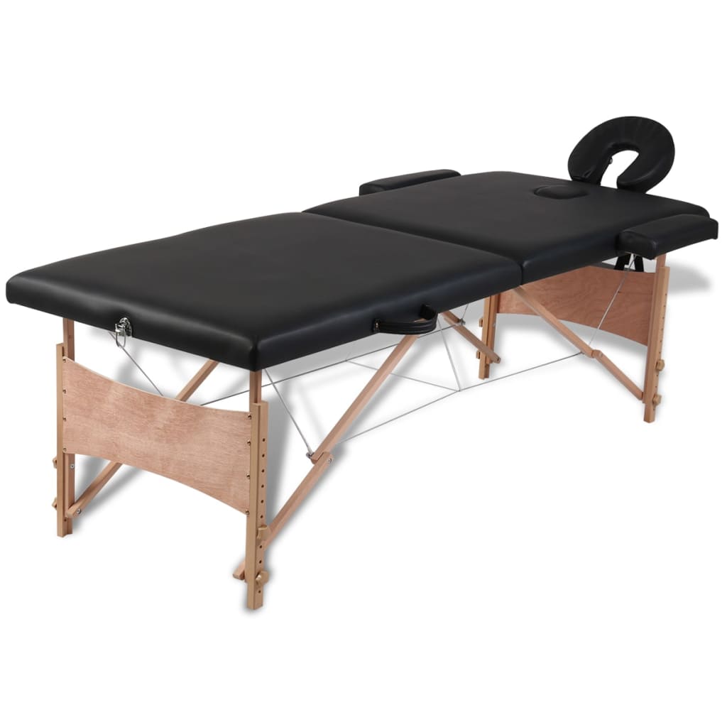 Massageliege Klappbar 2-Zonen Mit Holzgestell
