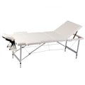 Massagetisch Mit Aluminiumrahmen, Faltbar 3 Zonen Creme-Weiß