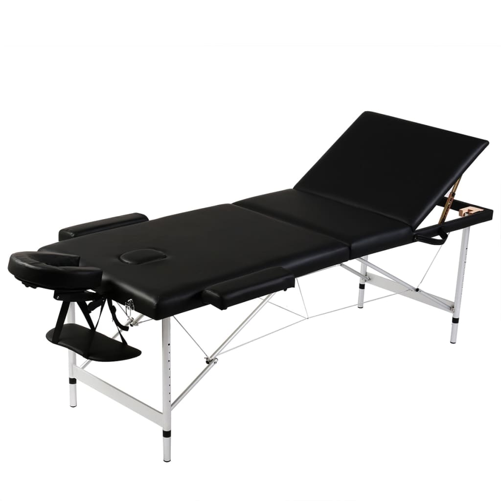 Massagetisch Mit Aluminiumrahmen, Faltbar 3 Zonen Creme-Weiß