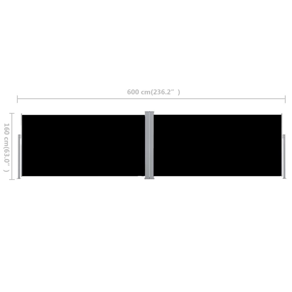 Seitenmarkise Ausziehbar Schwarz 160×600 Cm