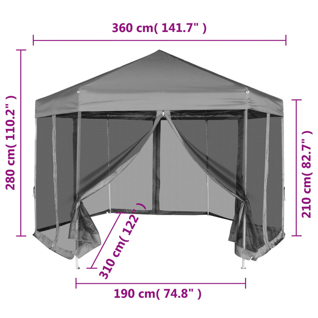 Hexagonal Pop-Up Zelt Mit 6 Seitenwänden 3,6X3,1 M