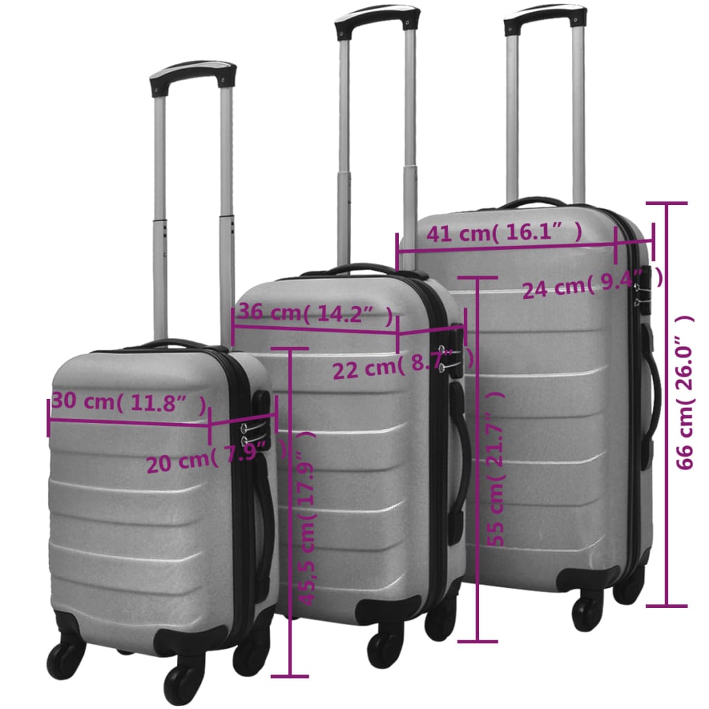 3-Tlg. Hartschalenkoffer-Set N 45,5/55/66 Cm
