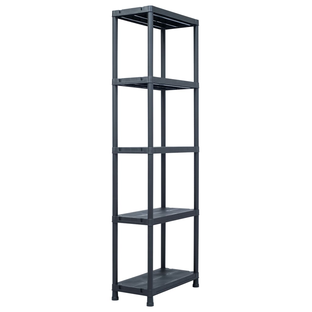 Lagerregale 5 Stk. Schwarz 125 Kg Kunststoff