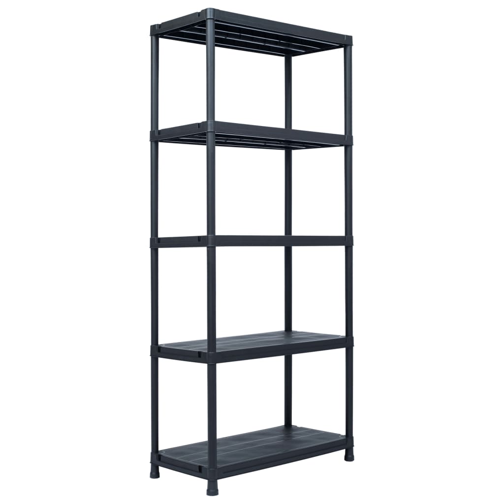 Lagerregale 5 Stk. Schwarz 125 Kg Kunststoff