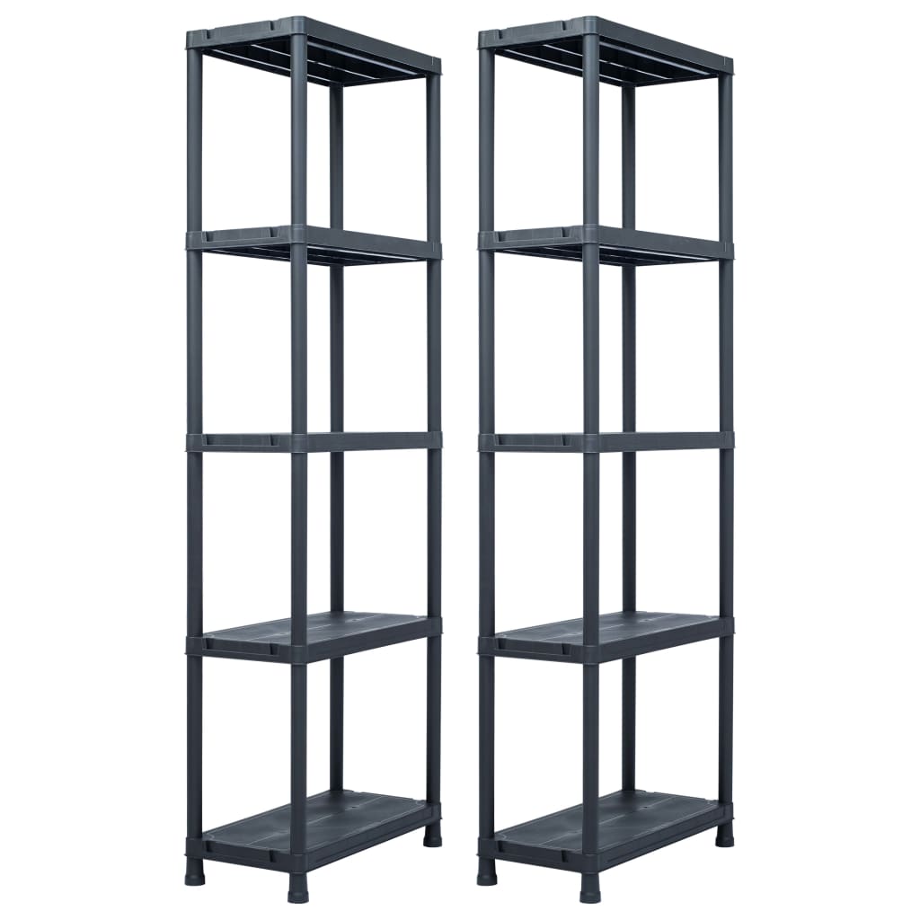 Lagerregale 5 Stk. Schwarz 125 Kg Kunststoff