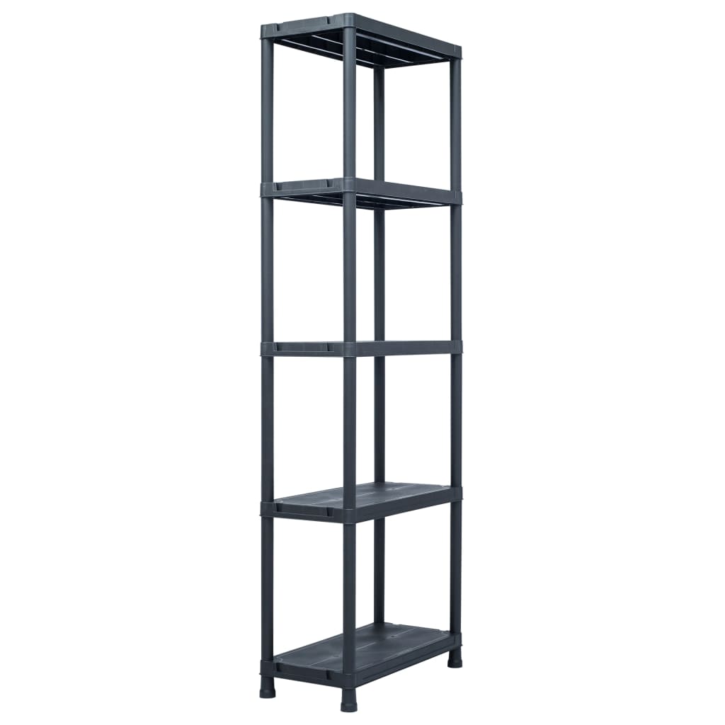 Lagerregale 5 Stk. Schwarz 125 Kg Kunststoff