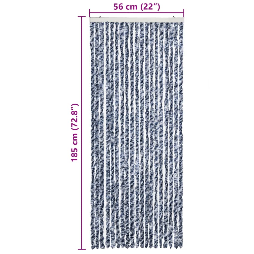 Insektenschutz-Vorhang Blau, Weiß Und Silbern 56X185Cm Chenille Blau/Weiß/Silbern