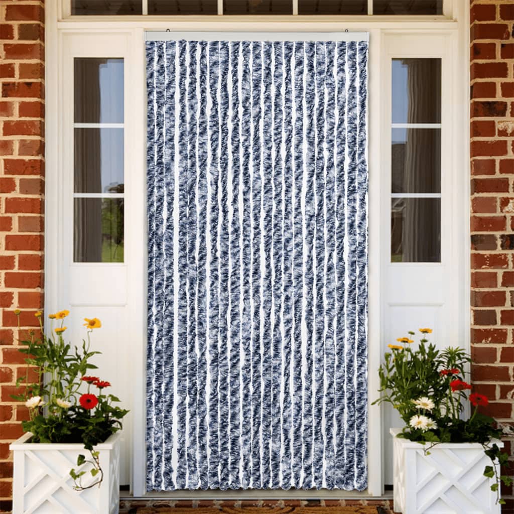 Insektenschutz-Vorhang Blau, Weiß Und Silbern 56X185Cm Chenille Blau/Weiß/Silbern