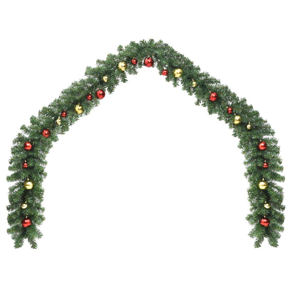 Weihnachtsgirlande Geschmückt Mit Kugeln