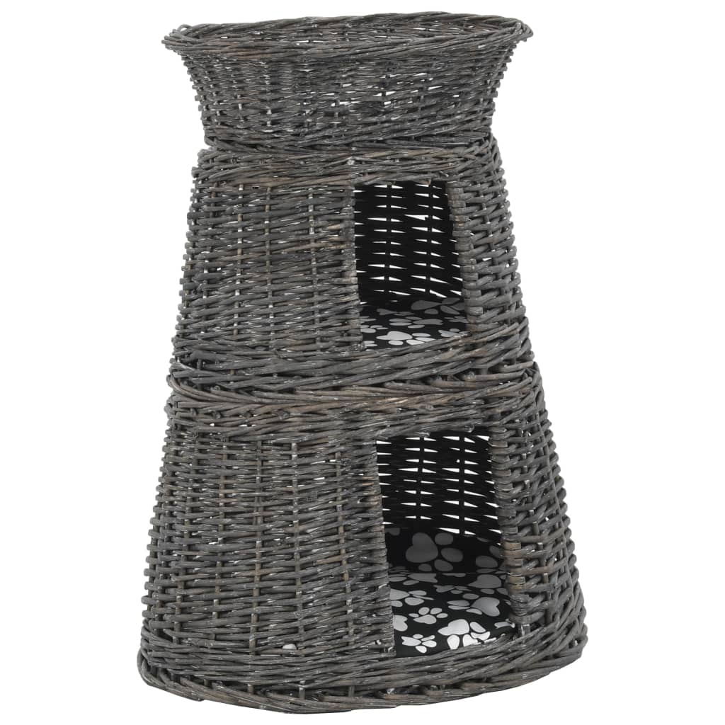 3-Tlg. Katzenkorb-Set Mit Kissen 47X34X60 Cm Natur Weide