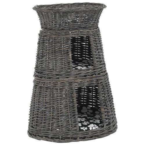 3-Tlg. Katzenkorb-Set Mit Kissen 47X34X60 Cm Natur Weide
