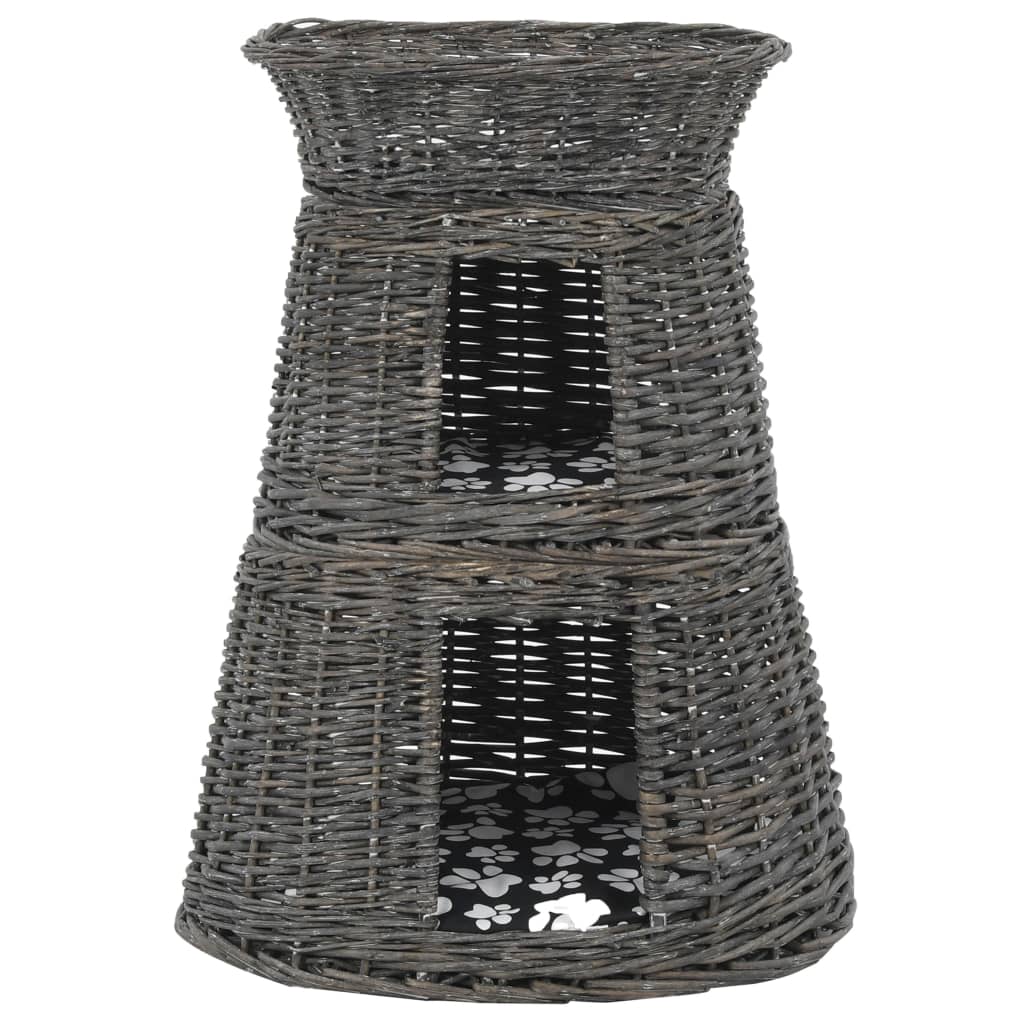 3-Tlg. Katzenkorb-Set Mit Kissen 47X34X60 Cm Natur Weide