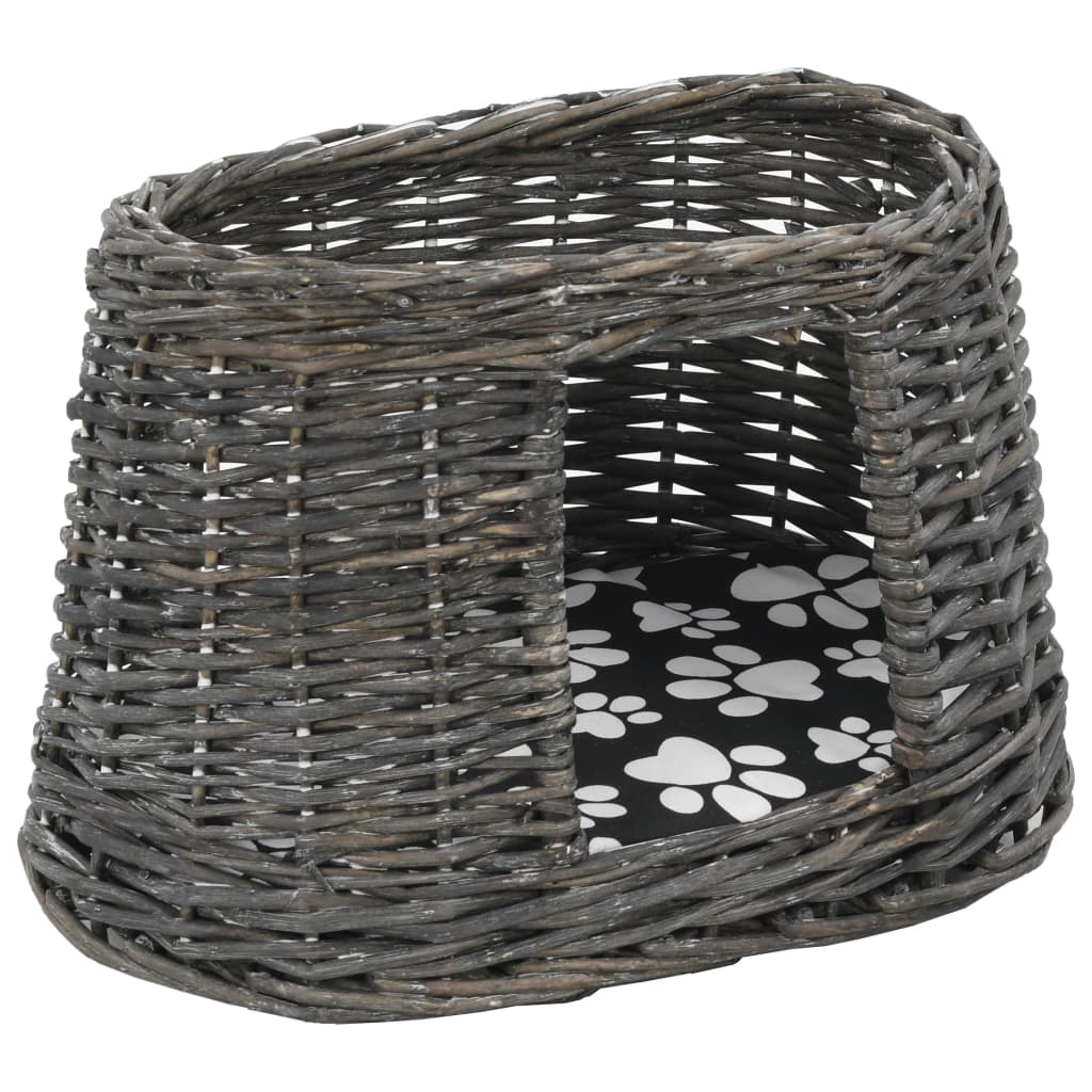 3-Tlg. Katzenkorb-Set Mit Kissen 47X34X60 Cm Natur Weide