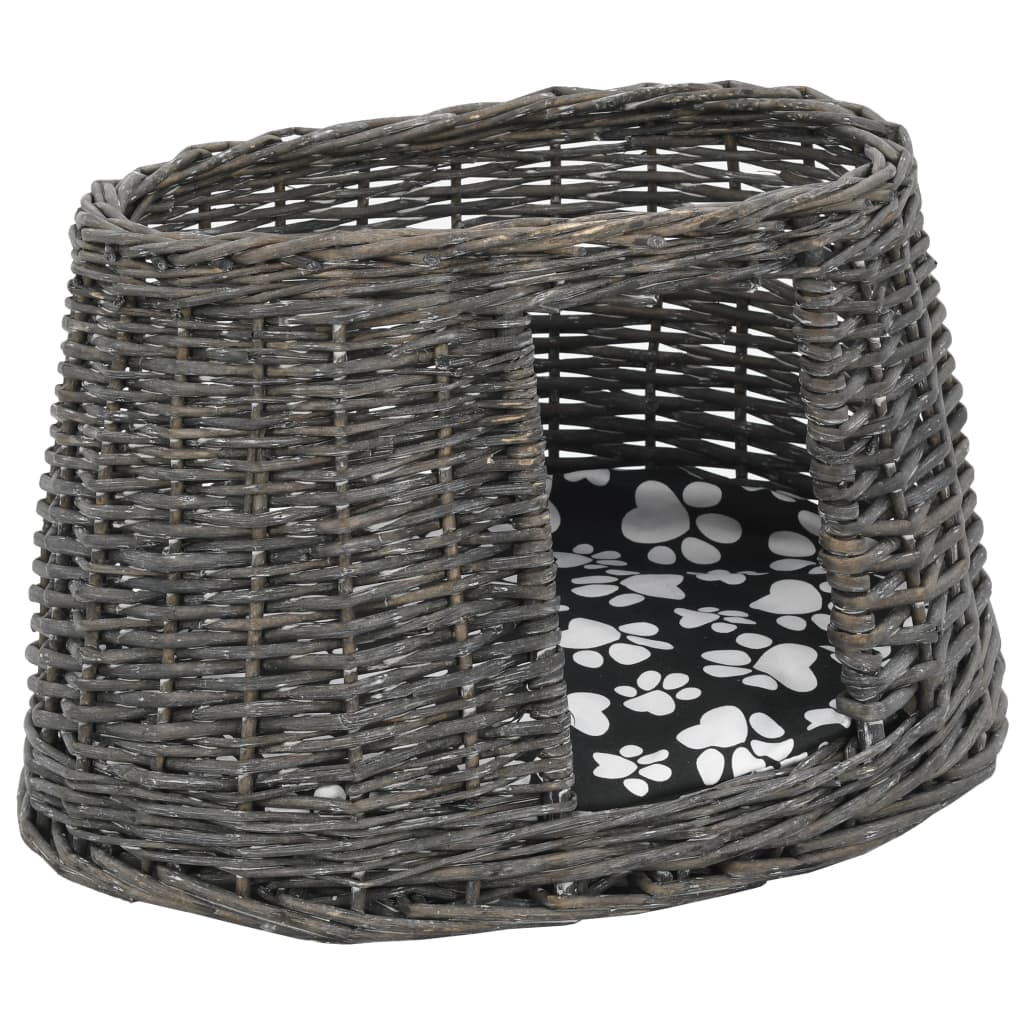 3-Tlg. Katzenkorb-Set Mit Kissen 47X34X60 Cm Natur Weide