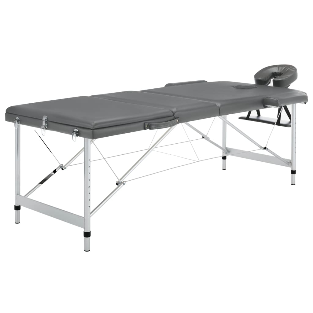 Massagetisch Mit Aluminiumrahmen, Faltbar 3 Zonen Creme-Weiß