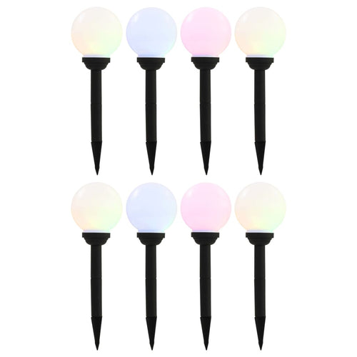 Außen-Solarlampen 8 Stk. Led Kugel 15 Cm Rgb