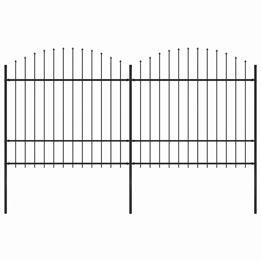 Gartenzaun Mit Speerspitze Stahl 1070 X 75 Cm Schwarz