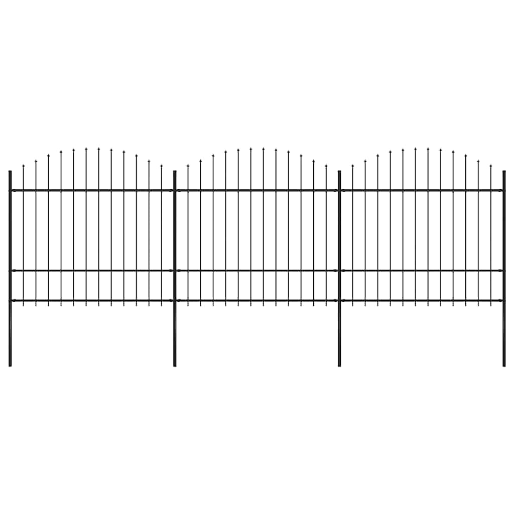 Gartenzaun Mit Speerspitze Stahl 1070 X 75 Cm Schwarz