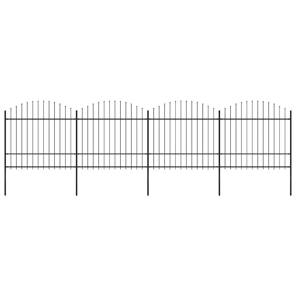 Gartenzaun Mit Speerspitze Stahl 1070 X 75 Cm Schwarz
