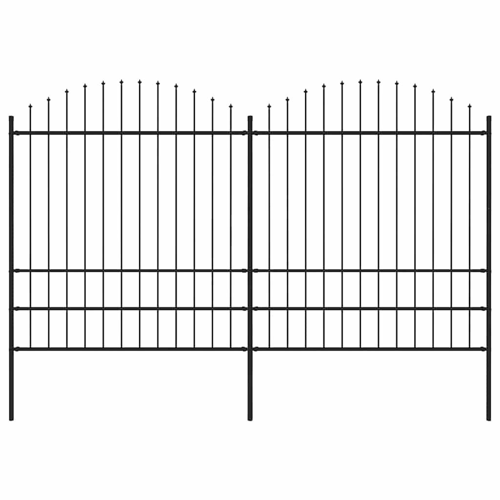 Gartenzaun Mit Speerspitze Stahl 1070 X 75 Cm Schwarz