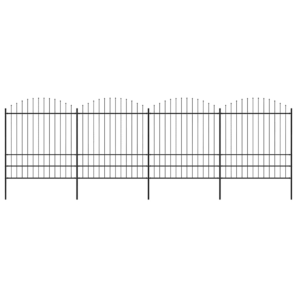 Gartenzaun Mit Speerspitze Stahl 1070 X 75 Cm Schwarz