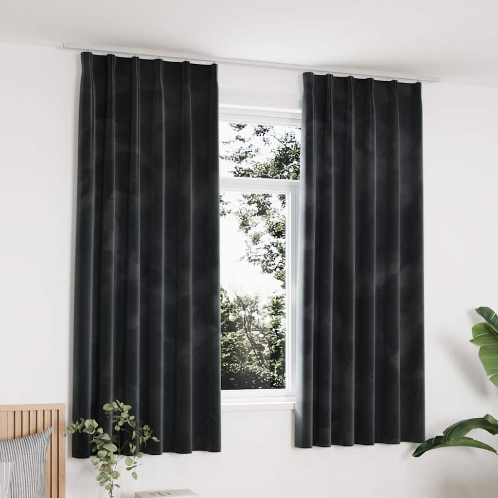 Verdunkelungsvorhänge Mit Haken 2 Stk. Samt 140X175Cm