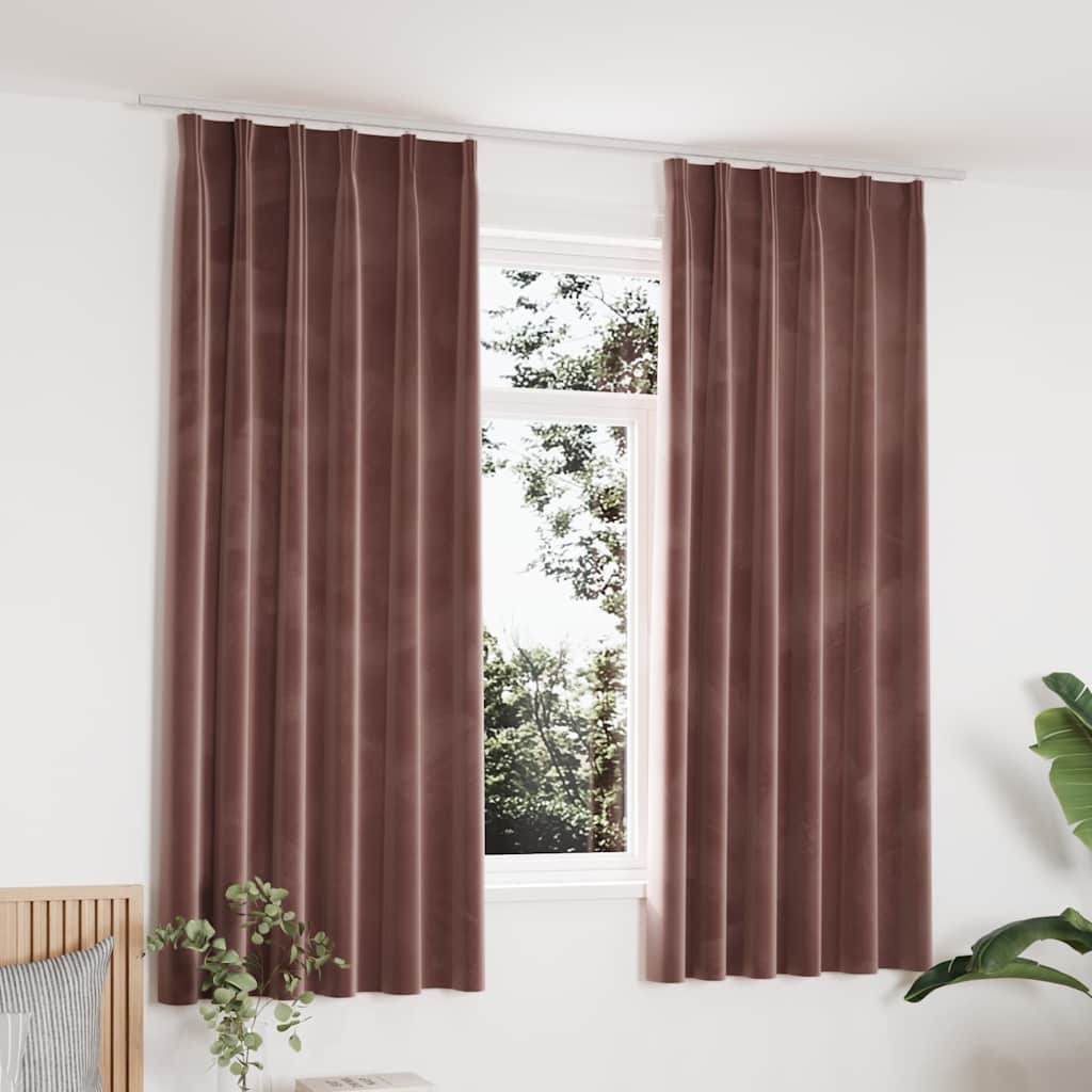 Verdunkelungsvorhänge Mit Haken 2 Stk. Samt 140X175Cm