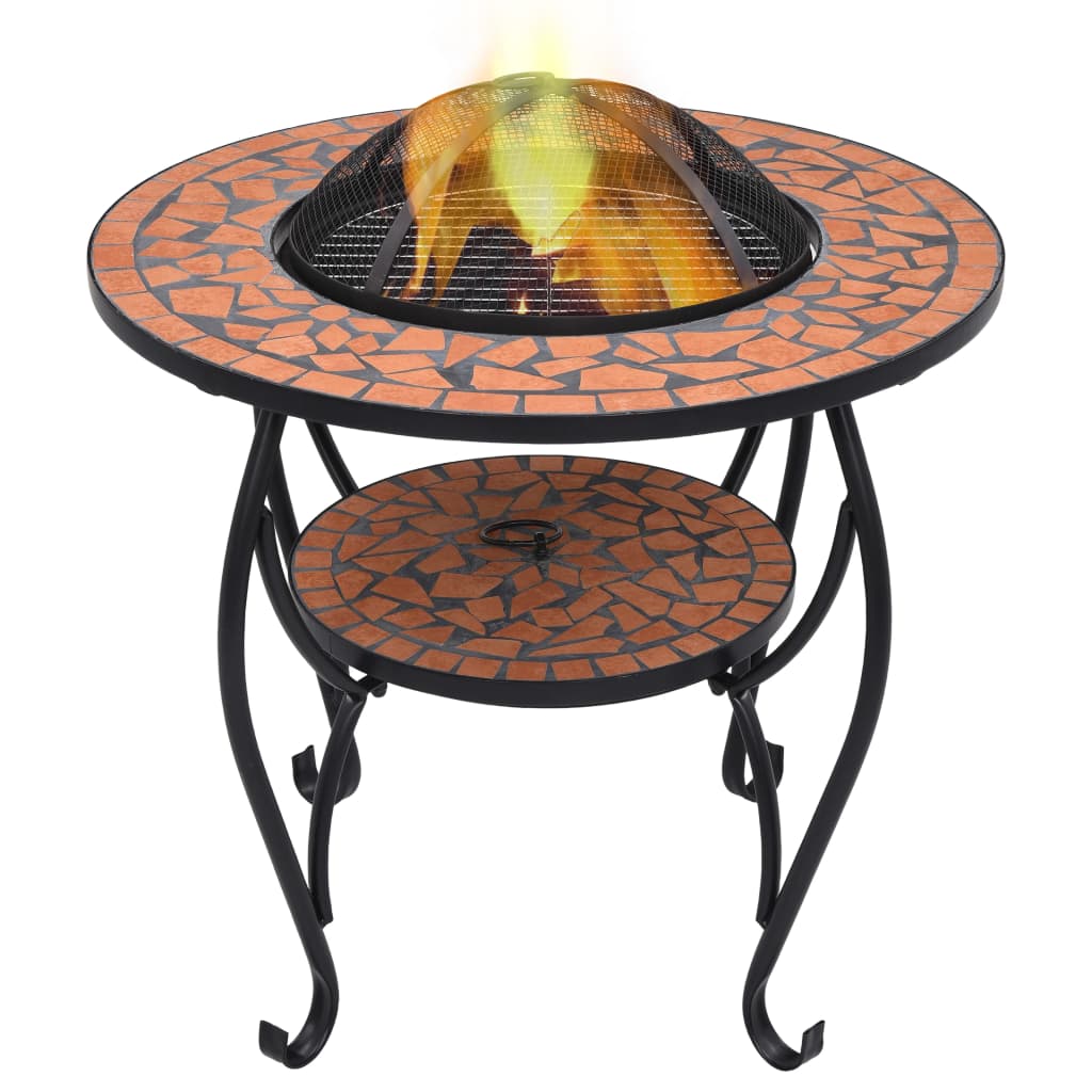 Feuertisch Mosaik Keramik Terracotta Und Weiß 68 Cm