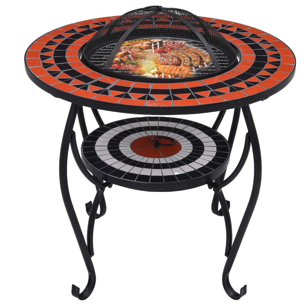 Feuertisch Mosaik Keramik Terracotta Und Weiß 68 Cm