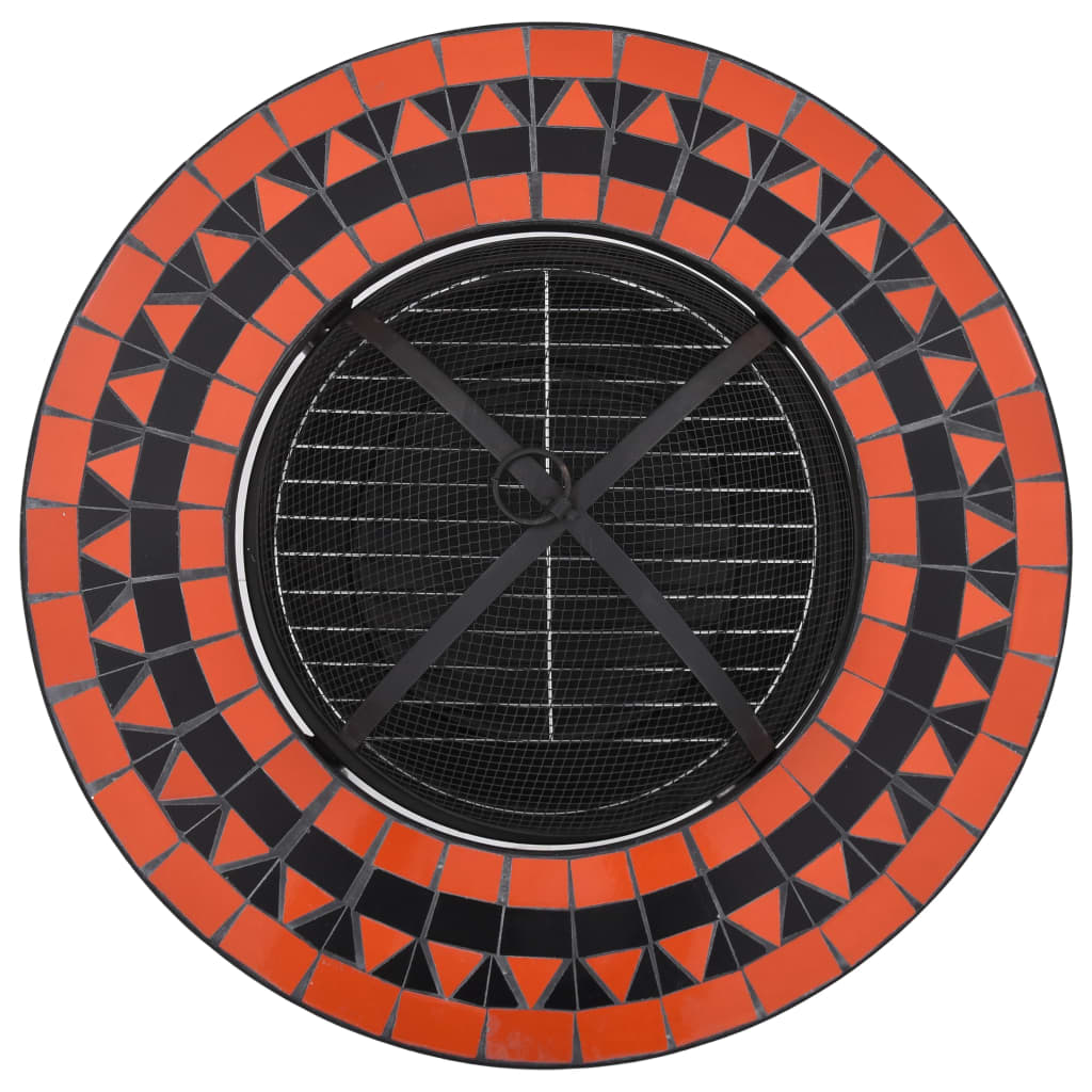 Feuertisch Mosaik Keramik Terracotta Und Weiß 68 Cm
