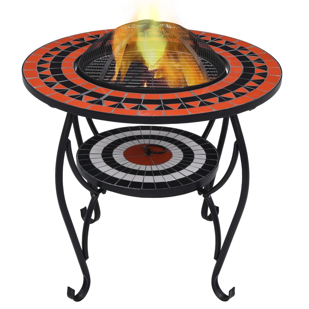 Feuertisch Mosaik Keramik Terracotta Und Weiß 68 Cm