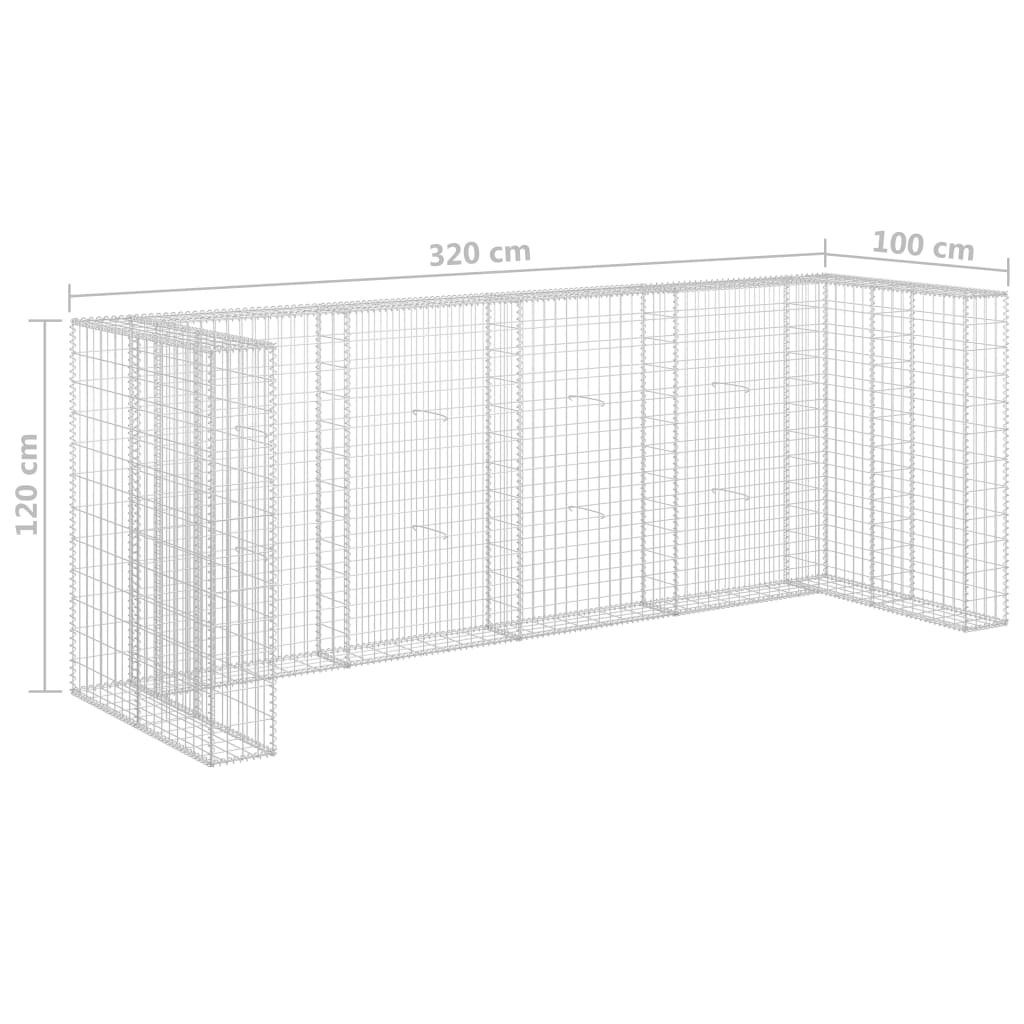 Gabionenwand Für Mülltonnen Verzinkter Stahl 320×100×120 Cm