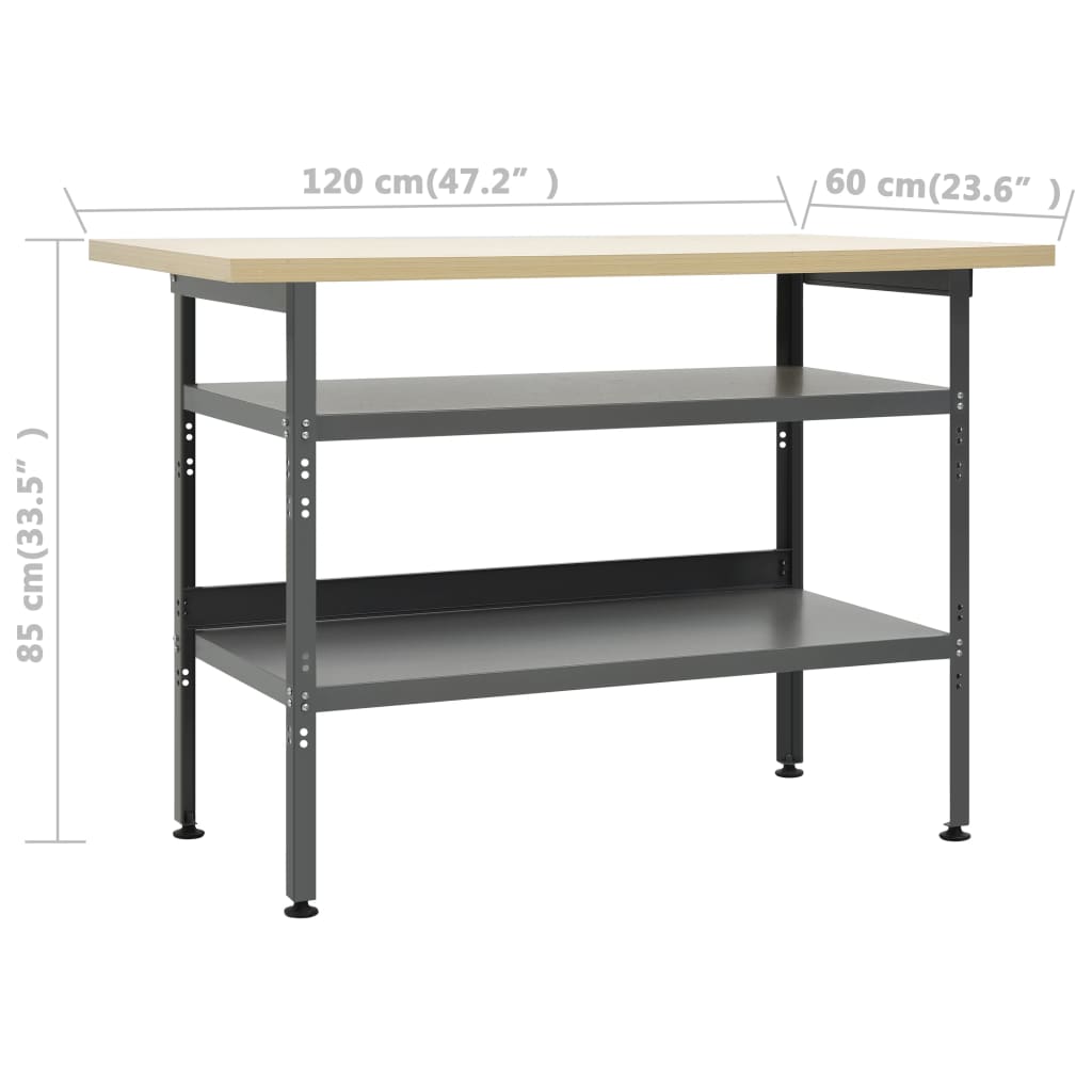 Werkbank Grau 120×60×85 Cm Stahl