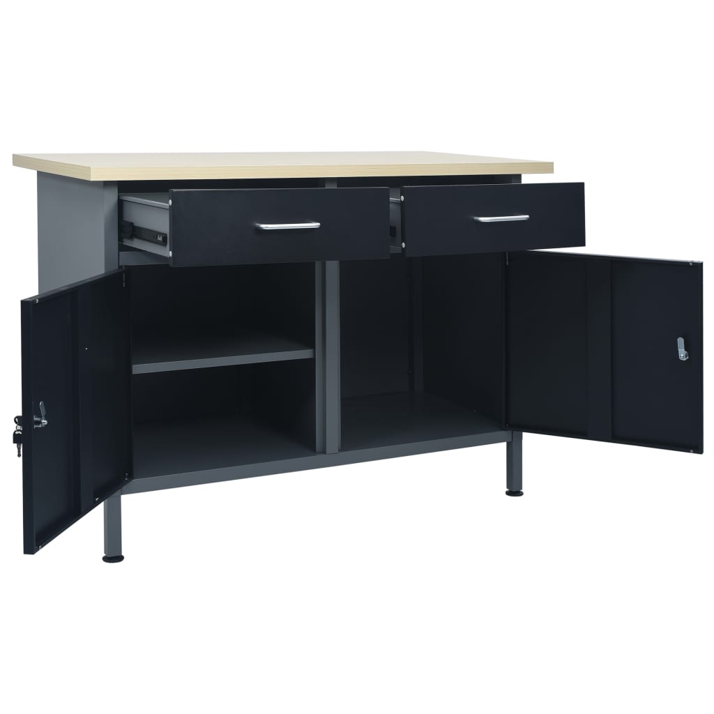 Werkbank Schwarz 120X60X85 Cm Stahl