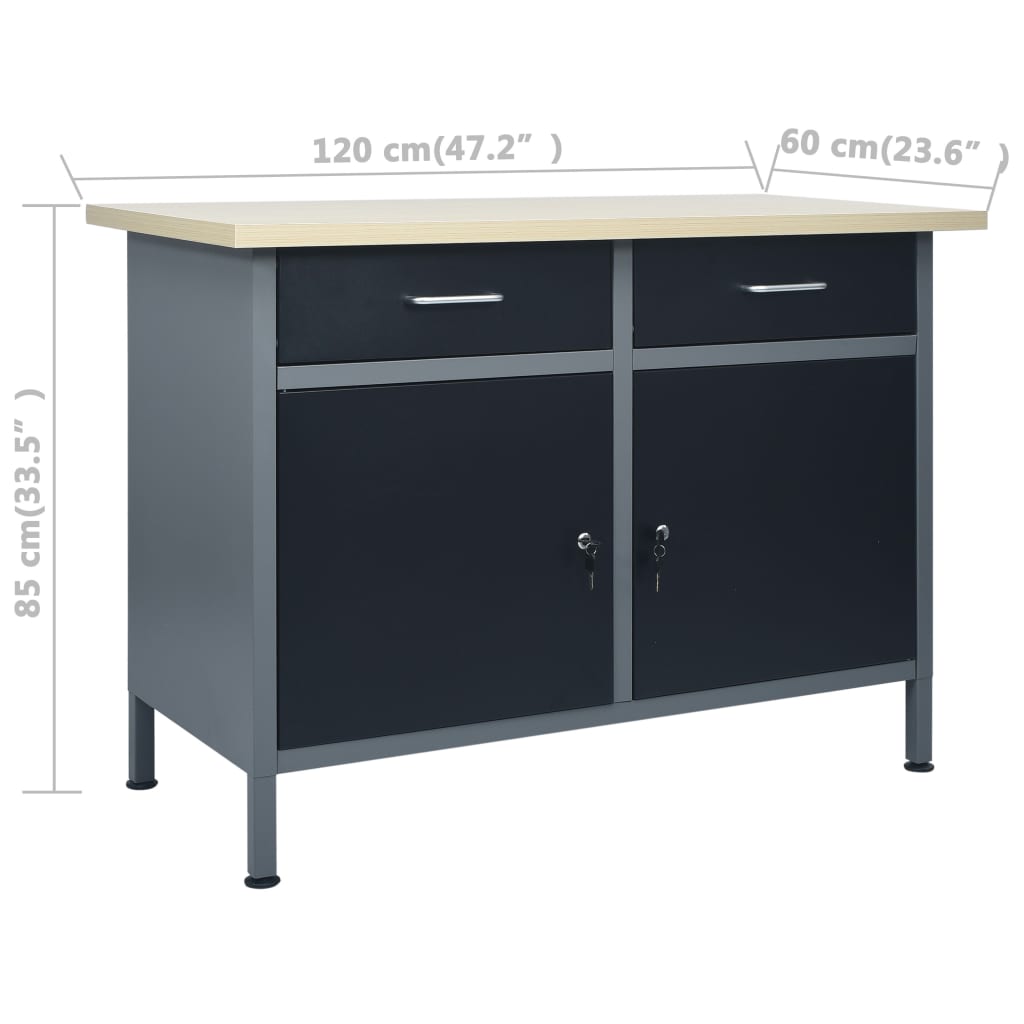 Werkbank Schwarz 120X60X85 Cm Stahl