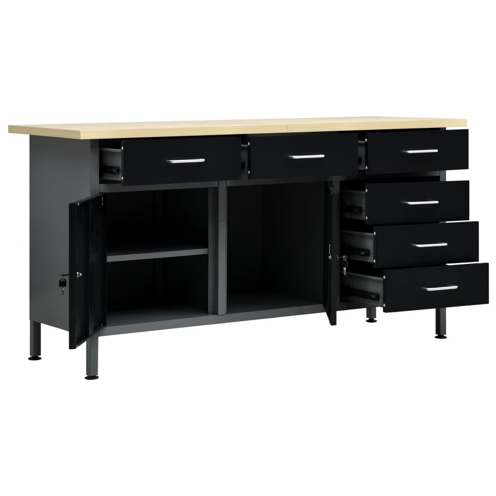 Arbeitstisch Schwarz 160 X 60 X 85 Cm Stahl