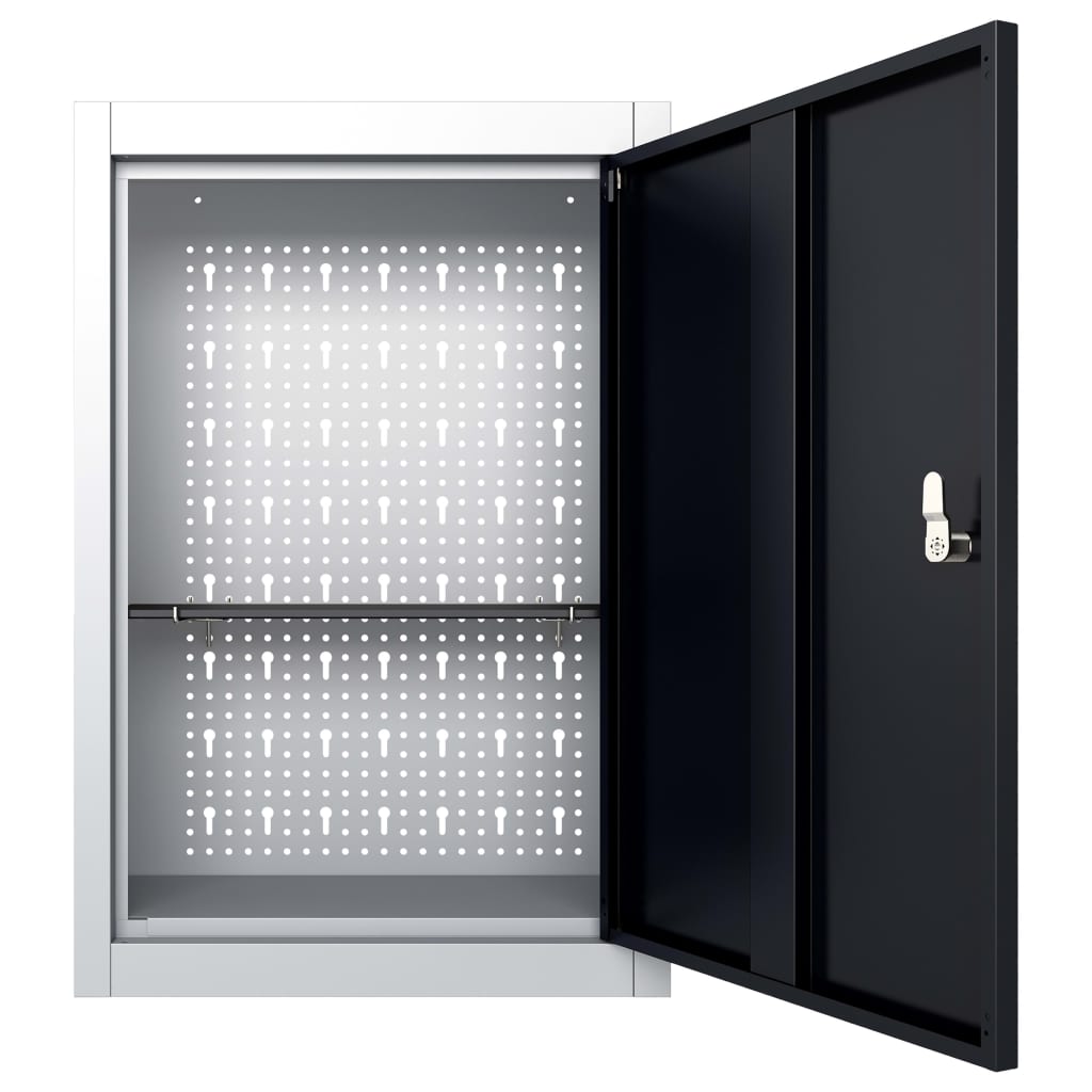Wand-Werkzeugschrank Industriedesign Metall Grau Und Schwarz