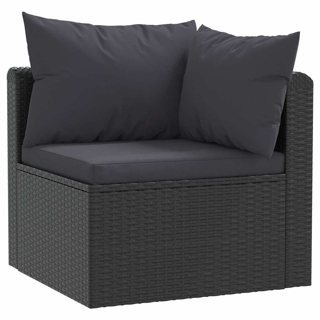 7-Tlg. Garten-Lounge-Set Mit Auflagen Poly Rattan Schwarz