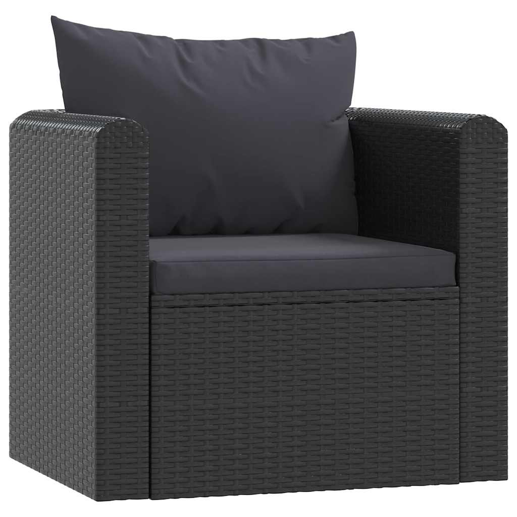 7-Tlg. Garten-Lounge-Set Mit Auflagen Poly Rattan Schwarz